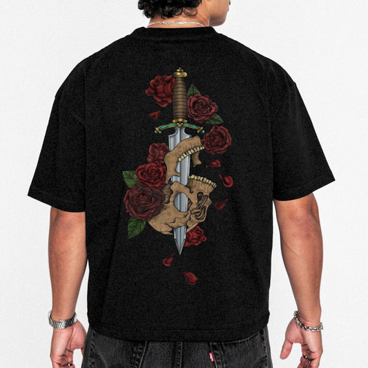 skulls n roses oversized T-shirt